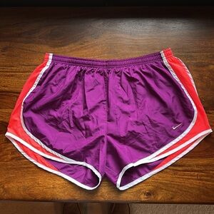 Nike Purple and Orange Dri-FIT Tempo Mid-Rise Brief-Lined Running Shorts